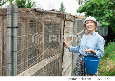 mature woman at farm 107204380