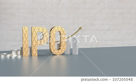 The gold ipo on table for Business concept 3d rendering The gold ipo on table for Business concept 3d rendering 107205048