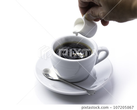 Hot coffee (white background) coffee Hot coffee (white background) coffee 107205867