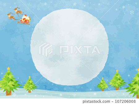 Christmas landscape illustration with big full moon 107206008