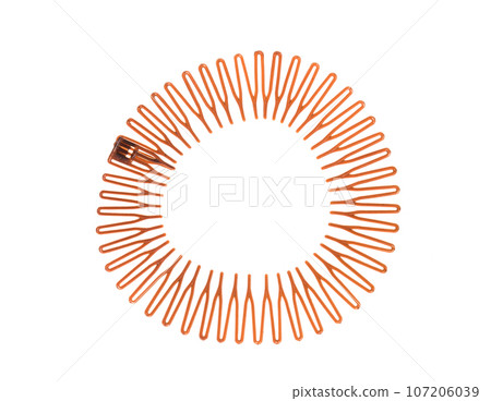 Plastic headband isolated on white background. Flexible comb circle headbands hair hoop band Plastic headband isolated on white background. Flexible comb circle headbands hair hoop band 107206039