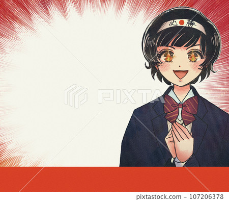 Burning hot-blooded high school girl illustration banner for cram school web advertising Burning hot-blooded high school girl illustration banner for cram school web advertising 107206378