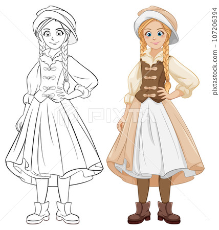 Vintage Braided Hairstyle on Caucasian Woman 107206394