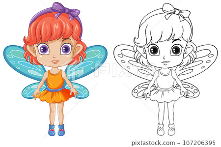Fairy Girl with Orange Hair Cartoon Character 107206395