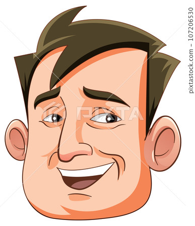 Happy middle age man cartoon head Happy middle age man cartoon head 107206530