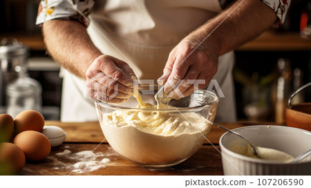 Hands kneading dough 107206590
