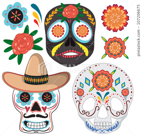 Set of Mexican sugar skull Set of Mexican sugar skull 107206675