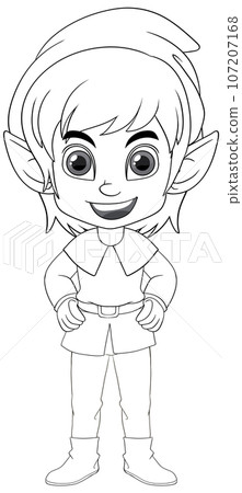 Cute elf cartoon isolated doodle outline Cute elf cartoon isolated doodle outline 107207168