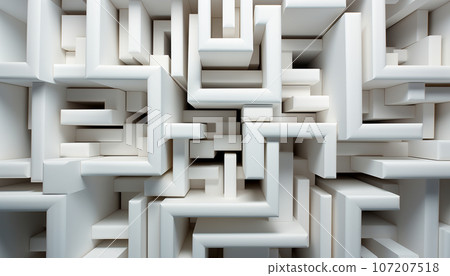 Abstract white maze top view/The concept of a business strategy, analytics, search for solutions, the search output. Labyrinth of white blocks. Abstract white maze top view/The concept of a business strategy, analytics, search for solutions, the search output. Labyrinth of white blocks. 107207518