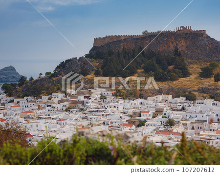 travel to city of Lindos on island of Rhodes, Greece travel to city of Lindos on island of Rhodes, Greece 107207612