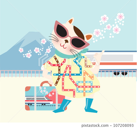 戴著墨鏡旅行的貓咪角色 107208093