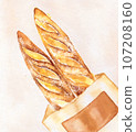 Baguette painted in watercolor 107208160