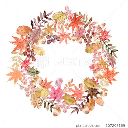 Watercolor frame inspired by autumn Watercolor frame inspired by autumn 107208169