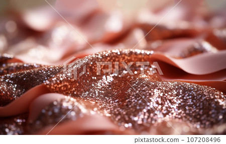 Rose gold pink red glitter background sparkling shiny wrapping paper texture for Christmas holiday seasonal wallpaper decoration, Valentines greeting and wedding invitation card design element 107208496