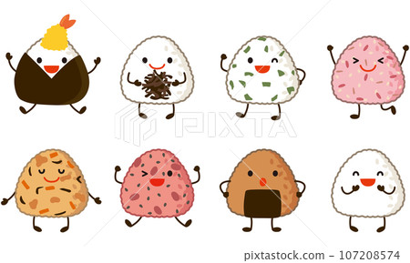 飯糰人物 各種類型的飯糰便當 107208574