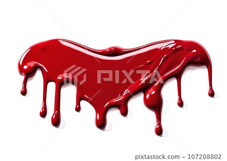 Art dripping red paint on white background. Happy Halloween 107208802