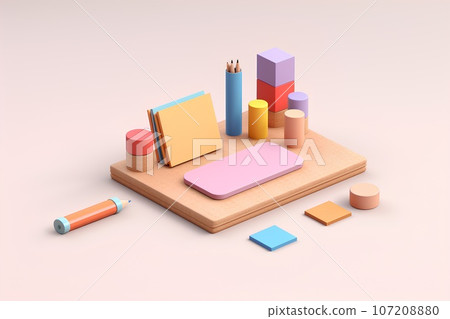 Stationery icon made of cork (3D pictogram) Stationery icon made of cork (3D pictogram) 107208880