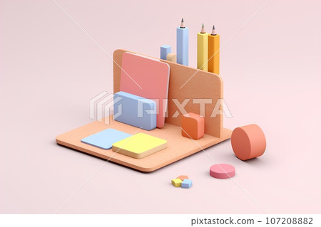 Stationery icon made of cork (3D pictogram) Stationery icon made of cork (3D pictogram) 107208882