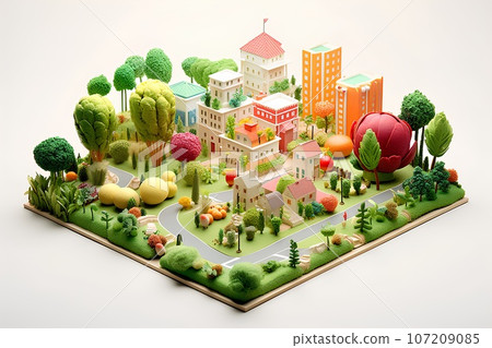 Cityscape made of vegetables (3D) 107209085