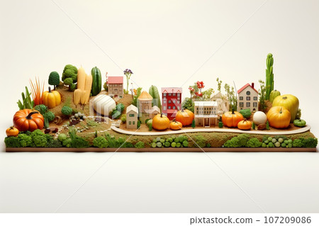 Cityscape made of vegetables (3D) 107209086