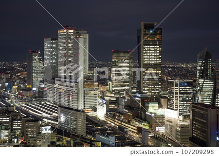 [Aichi Prefecture] Nagoya/city night view/Nagoya station view 107209298