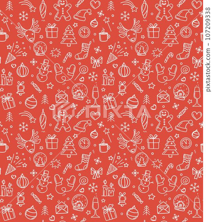 Merry Christmas Happy New Year seamless background pattern. 107209338