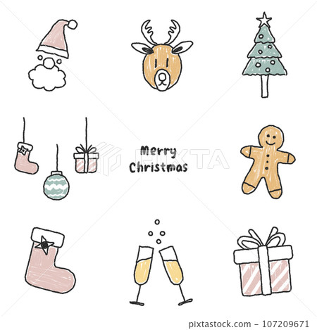 Winter and Christmas motifs stylish handwritten illustration set Winter and Christmas motifs stylish handwritten illustration set 107209671
