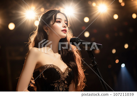 beautiful woman singing on stage 107211039