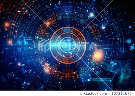 Technology background of information big data concept, Abstract background on technology and digital big data connection, AI generated. 107211675