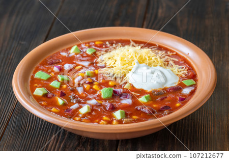 Bowl of taco soup Bowl of taco soup 107212677
