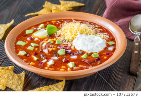 Bowl of taco soup Bowl of taco soup 107212679