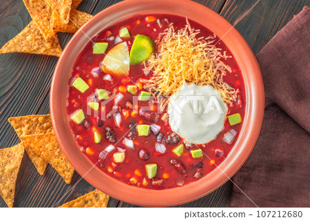 Bowl of taco soup Bowl of taco soup 107212680