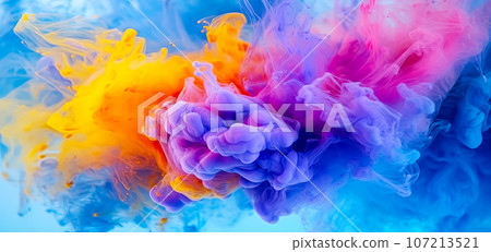 Colored puffs of smoke, idea for a holiday, concept for a background or banner 107213521