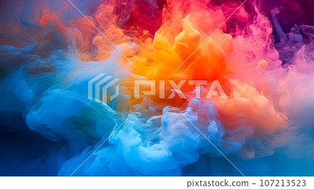 Colorful swirling smoke, idea for a holiday, concept for a background or banner, AI generated 107213523
