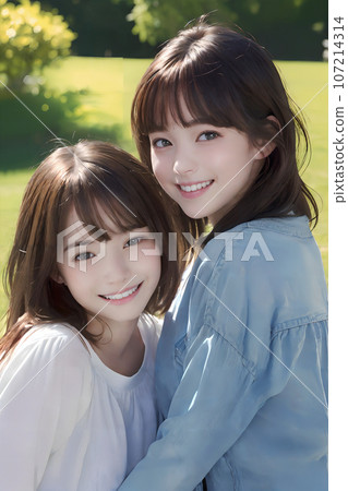 兩個人微笑著擁抱[AI生成的圖像] 107214314