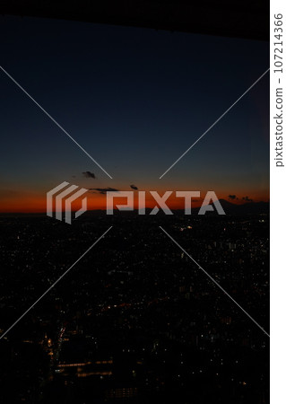 Mt. Fuji, night view, Yokohama, red, landscape, blue, night, evening, fuji, 107214366