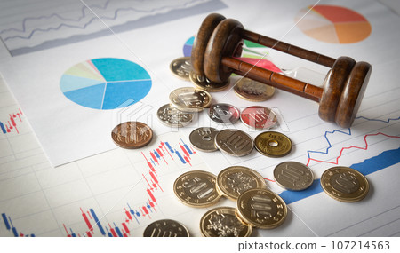 Graph and hourglass asset management investment trust chart candlestick data 107214563