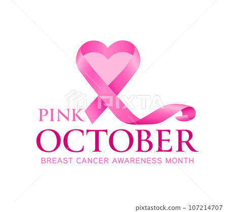 Pink ribbon symbol deisgn in heart shape. Pink ribbon symbol deisgn in heart shape. 107214707