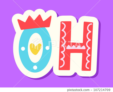 Oh Decorative Lettering Word Typography Sticker 107214709