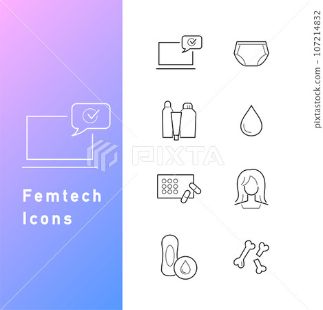 Femtech line icon set Femtech line icon set 107214832
