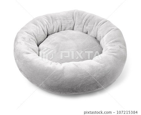 Grey soft round plush pet bed 107215384