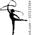 rhythmic gymnastics silhouette - (ribbon) - vector 107215564