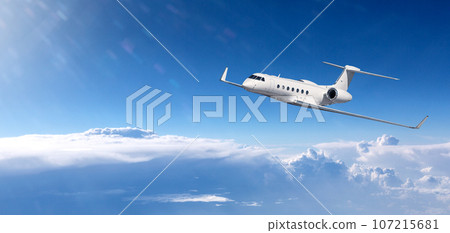 White airplane flying White airplane flying 107215681