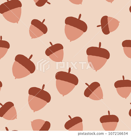 Vector seamless pattern with acorns. Autumn nature pattern in hand drawn style. Vector illustration Vector seamless pattern with acorns. Autumn nature pattern in hand drawn style. Vector illustration 107216634