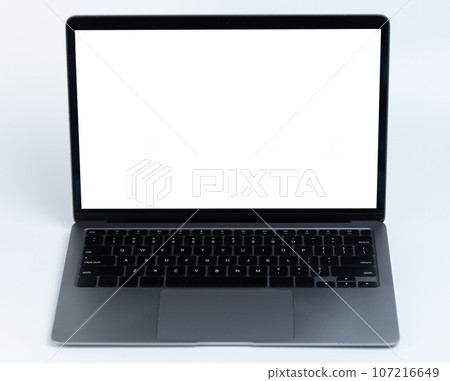 Grey laptop with black keyboard 107216649