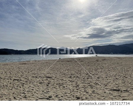 deserted sandy beach 107217734