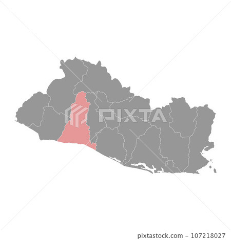 La Libertad department map, administrative division of El Salvador. 107218027