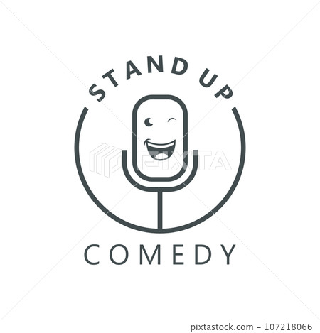 Stand Up Comedy Logo Template with Microphone 107218066