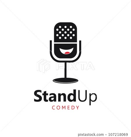 Stand Up Comedy Logo Template with Microphone 107218069