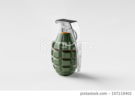 Isolated metal hand grenade with white background 107218402